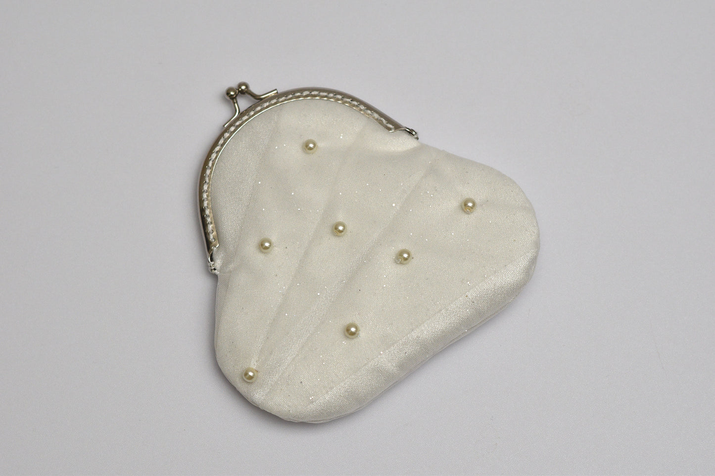 Handmade Draped Mini Clasp Purse – 15x14cm Bridal Evening Bag with Pearls | Elegant Gift | Soft Tulle Fabric |