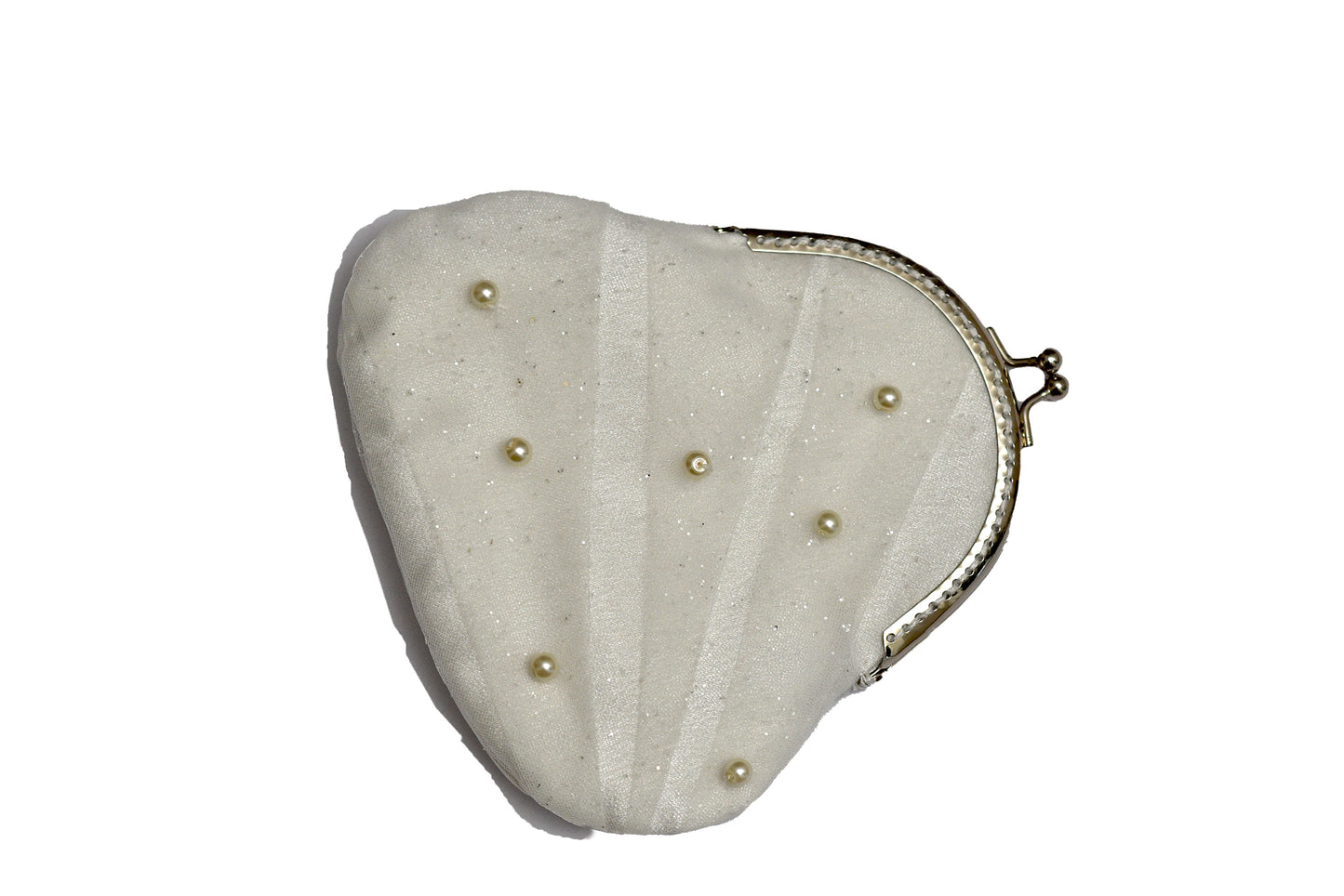 Handmade Draped Mini Clasp Purse – 15x14cm Bridal Evening Bag with Pearls | Elegant Gift | Soft Tulle Fabric |