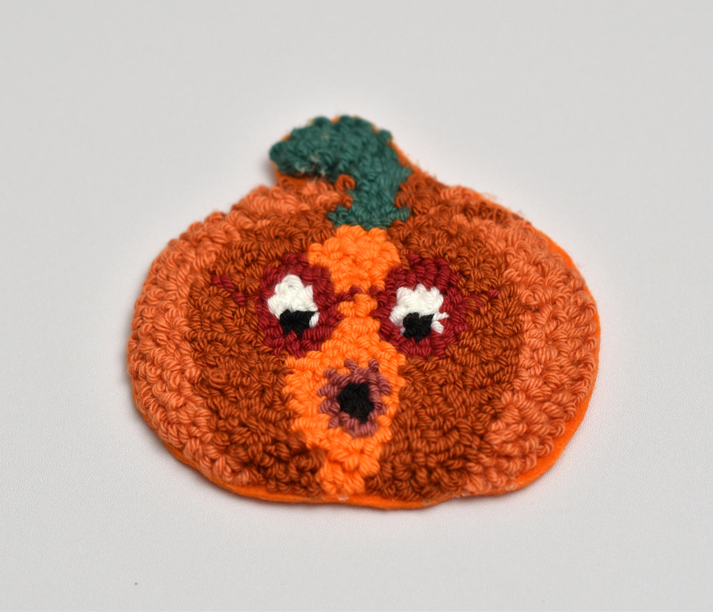 Shocked Pumpkin Punch Needle Coaster Pattern PDF Digital Download - Halloween Face Design Copy Draft