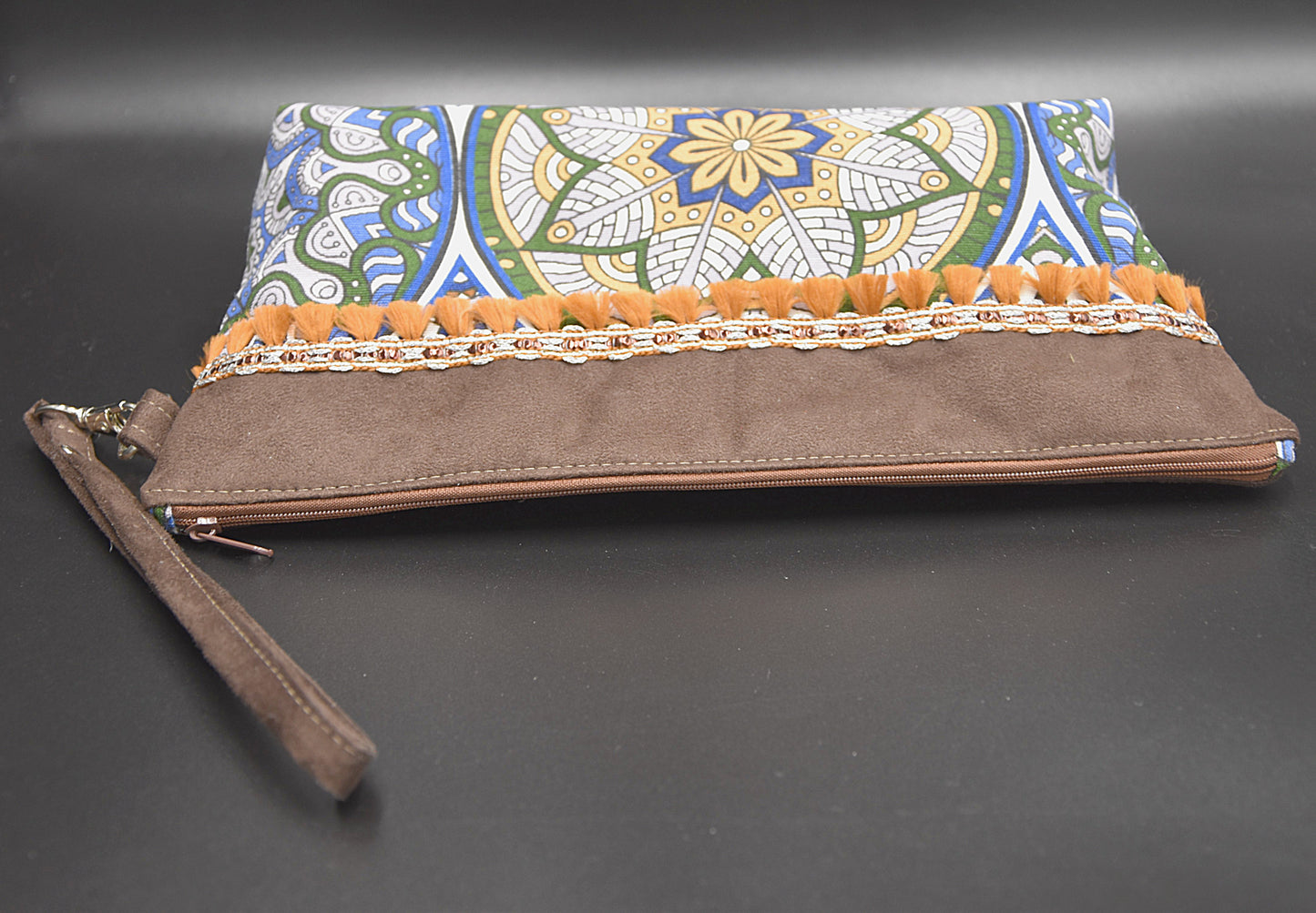 Boho Wristlet Bag, Cosmetic bag, Make-up bag, Toiletry bag