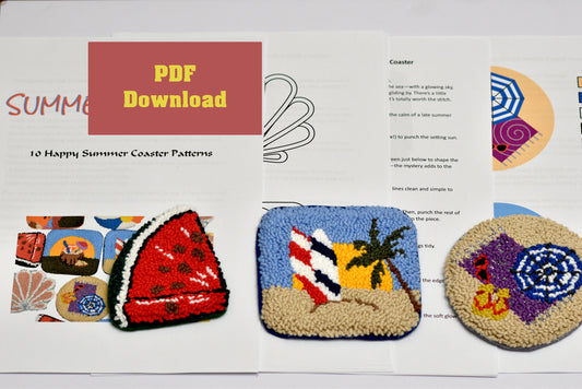 Coaster patterns with summer designs on a PDF document