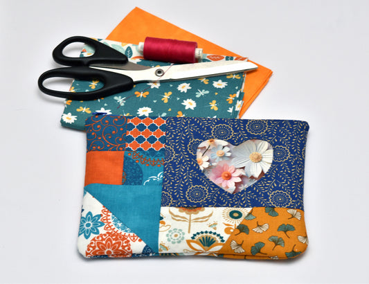 Digital Patchwork Zippered Pouch Pattern - Beginner-Friendly Sewing Project