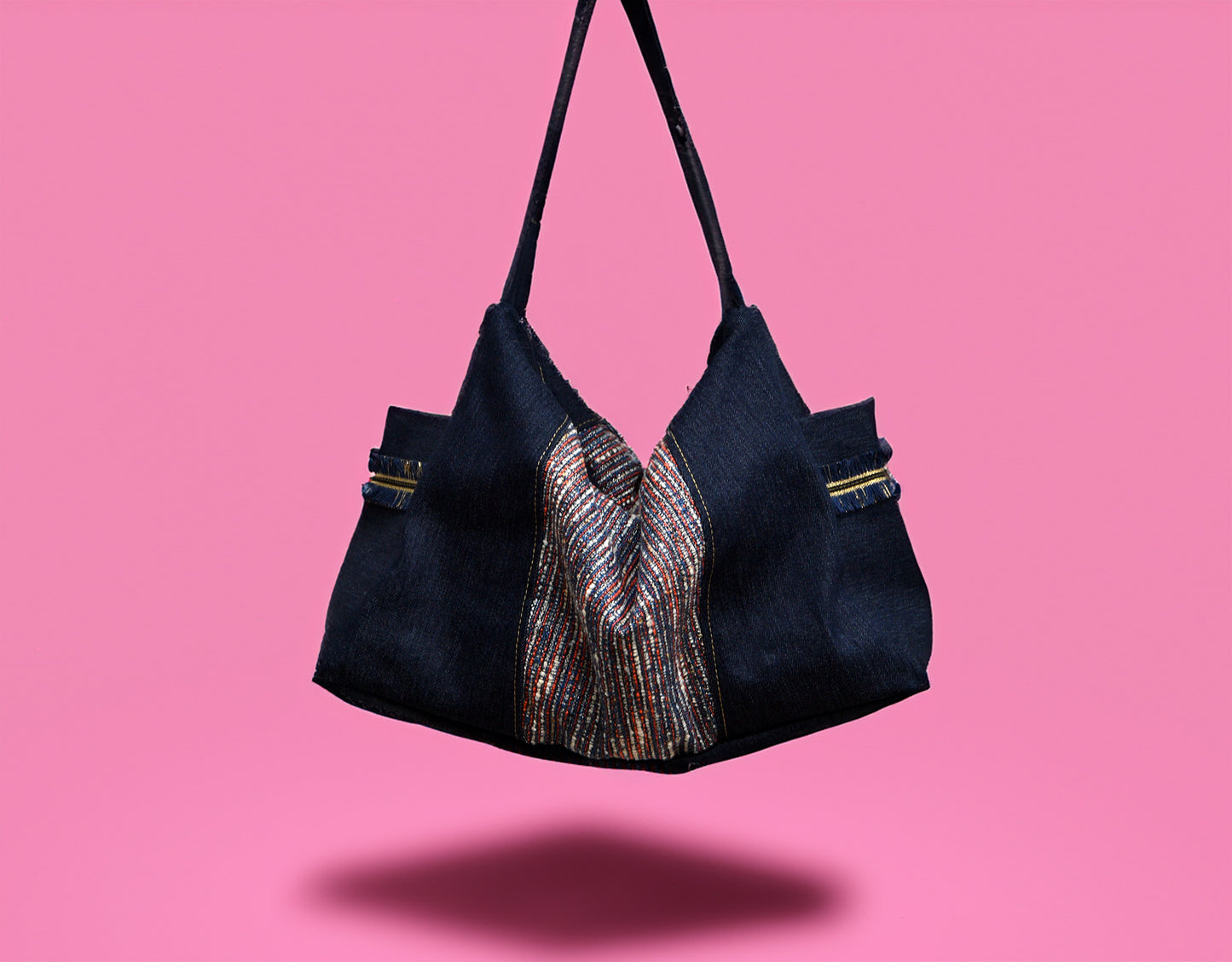 Artisan Hobo Bag – Handmade with Denim, Tweed & Waterproof Lining – Unique and Durable Everyday Bag
