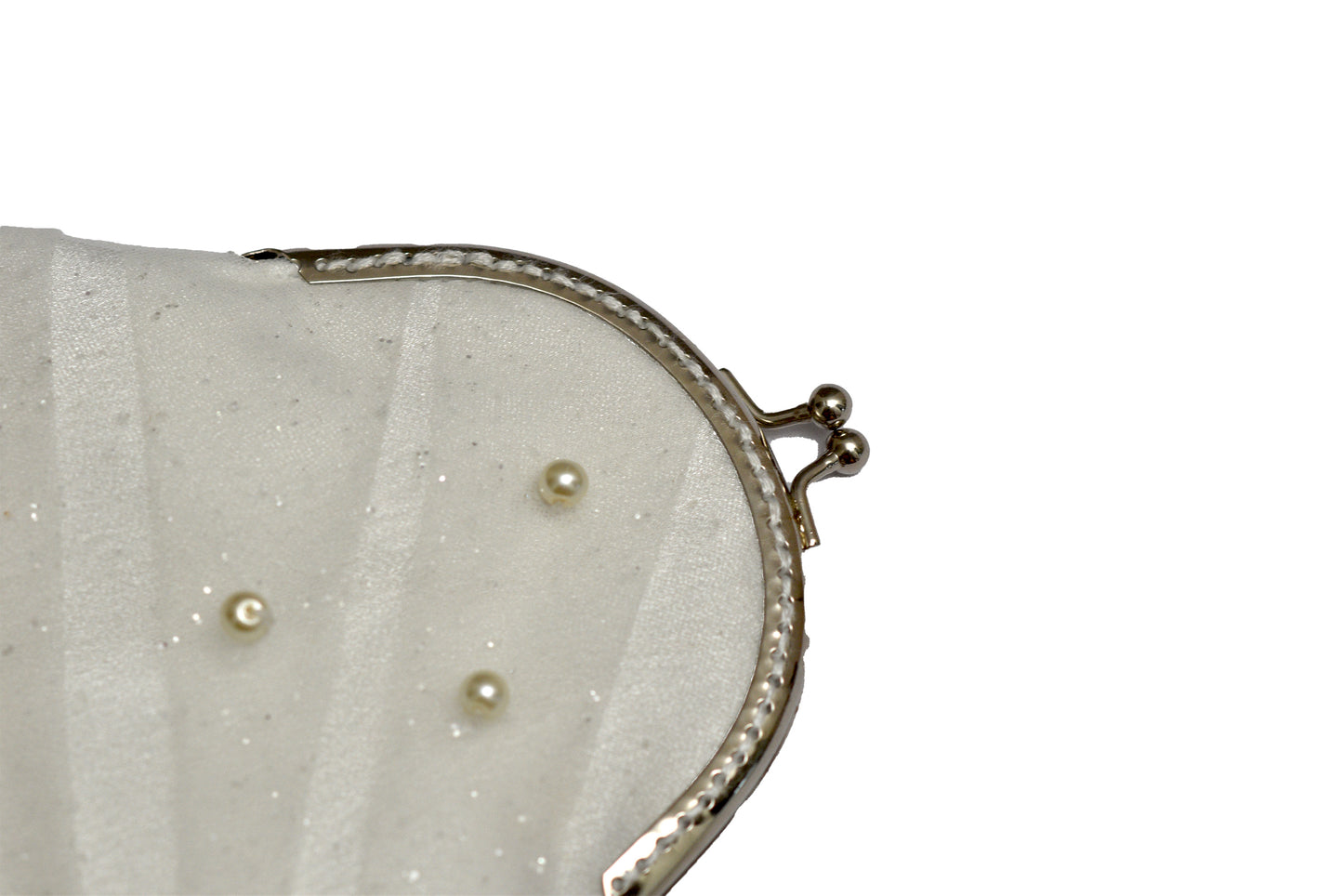 Handmade Draped Mini Clasp Purse – 15x14cm Bridal Evening Bag with Pearls | Elegant Gift | Soft Tulle Fabric |