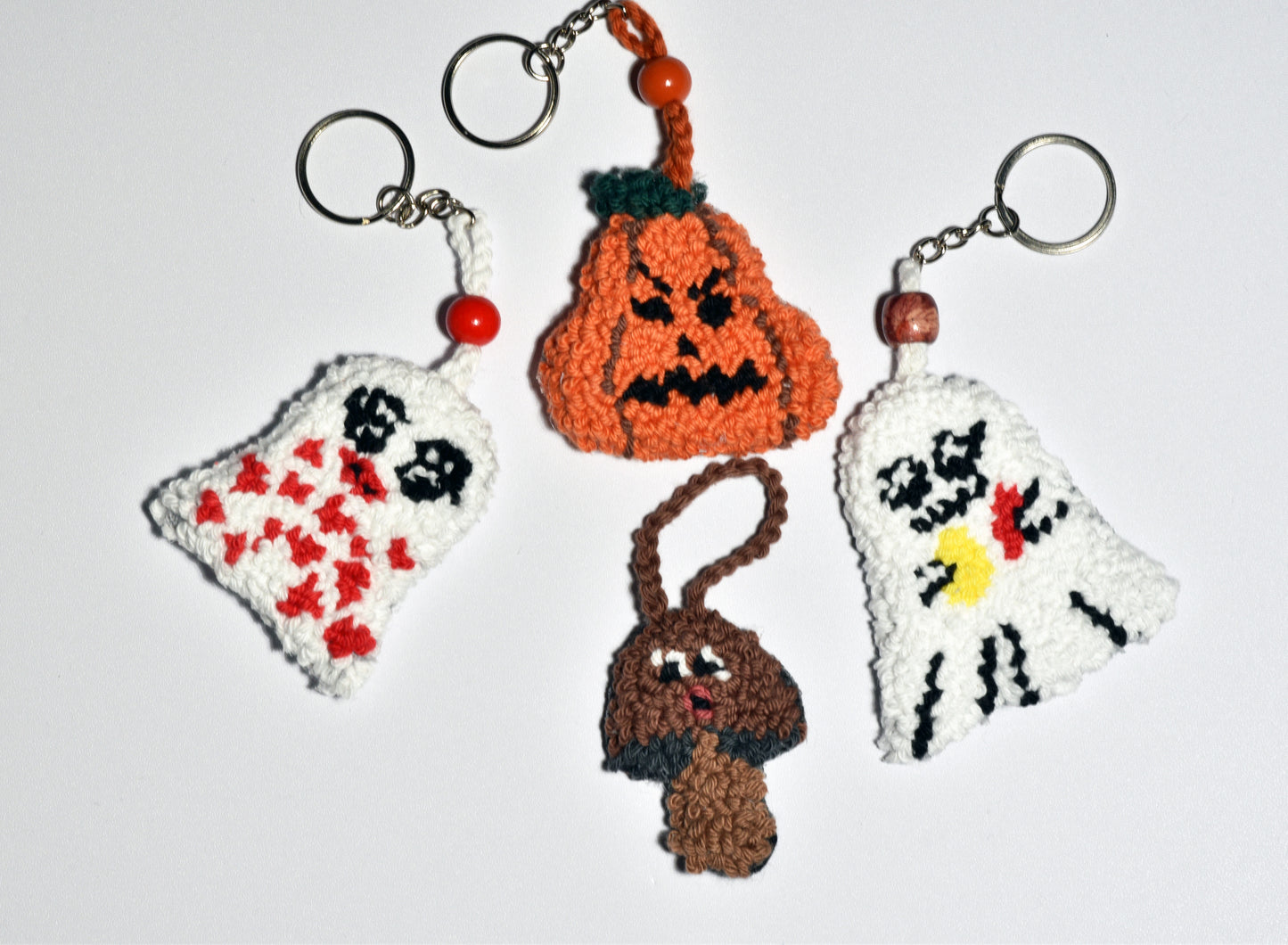 Handmade Halloween Punch Needle Keychains – Cute & Spooky Accessories!