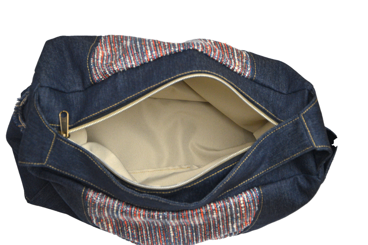 Artisan Hobo Bag – Handmade with Denim, Tweed & Waterproof Lining – Unique and Durable Everyday Bag